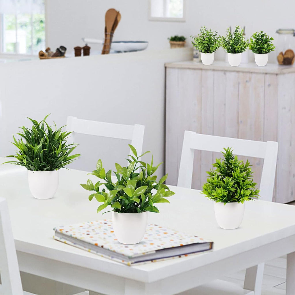 Yoratee Artificial Plant 6PCS Small Fake Plant Greenery Potted Plant Cute Indoor Faux Plant Houes Office Table Desk Bathroom Decor Plants