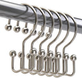 Titanker Shower Curtain Hooks Rings, Rust Resistant Metal Minimalist Simple Double Glide Shower Hooks Rings for Bathroom Shower Rods Curtains, Set of 12 Hooks - Nickel