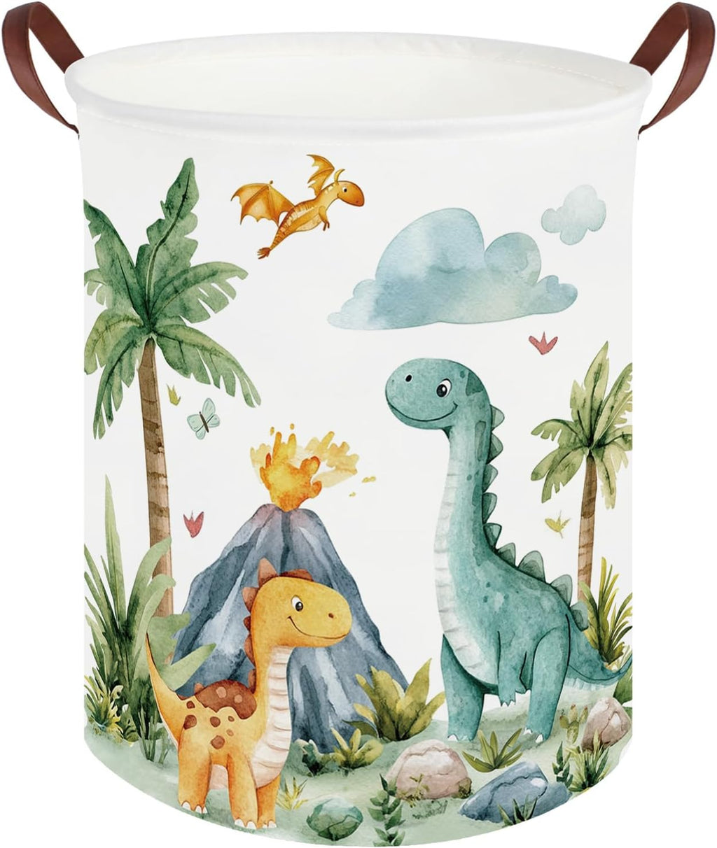 Dinosaurs Baby Laundry Hamper,Collapsible canvas laundry basket,Dinosaur Baskets for Boys,Dragon dirty clothes basket(Roaring dinosaur)