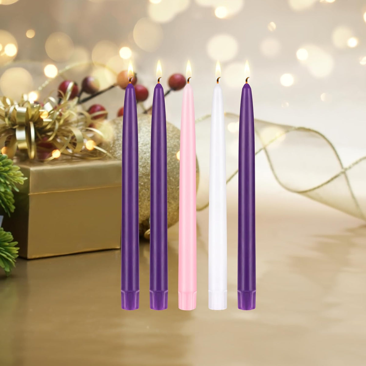 Mega Candles Unscented Christmas Advent Taper Candle Set 5 ct 10" x 7/8"