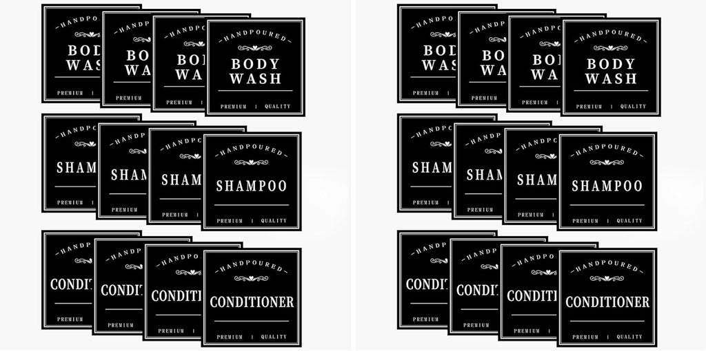 HVSWLY 12PCS Bathroom Labels for Soap Dispenser, Removable Bathroom Organization Labels, Waterproof Bottle Labels for Shampoo Conditioner Body Wash (Black) (Pack of 2)