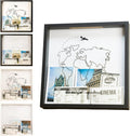 Adventure Archive Box, Travel Shadow Box with Slot, Shadow Box with Slot, Black and White, Store Memories: Money from Different Countries, Photos, Plane Tickets, Movie Tickets (Black, 8x8)