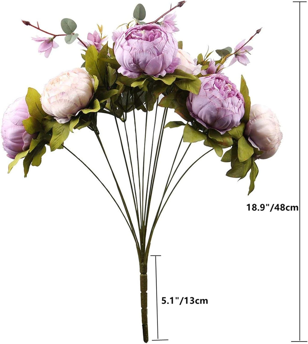 Fule 2 Pack Large Artificial Peony Silk Flower Bouquets Arrangement Wedding Centerpieces (New Purple)