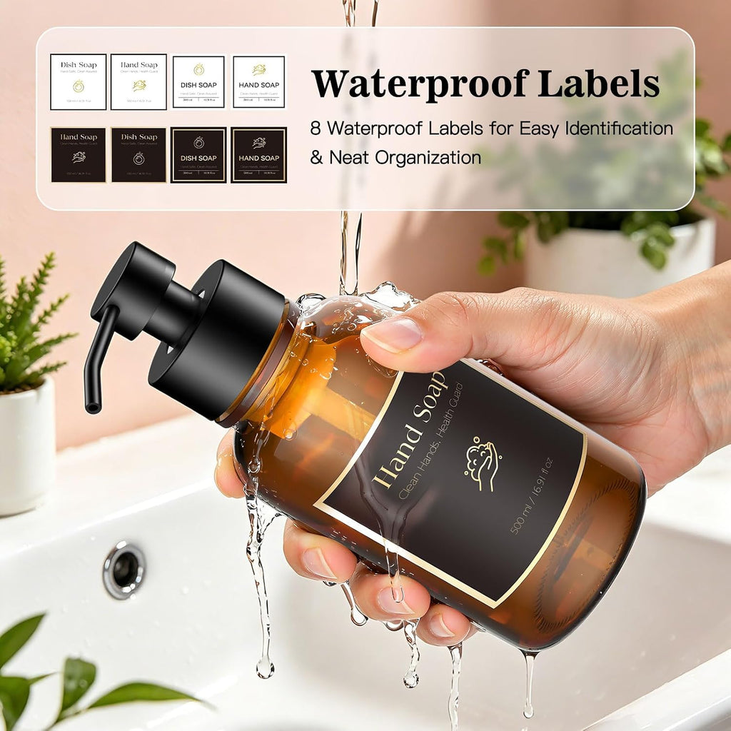 16.9 Oz Glass Foaming Soap Dispenser 2 Pack (Amber)