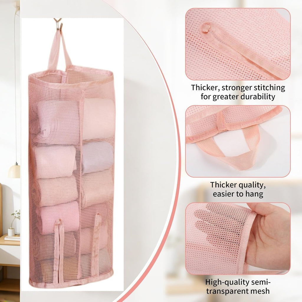 Hanging Sock Storage Bag,Sock Underwear OrganizerWall Mount Multifunctional Bag,Saver Kitchen Storage Holder,Hanging Closet Organizer,for Storing Socks Ties Plastic Bag 3PCS (Pink)