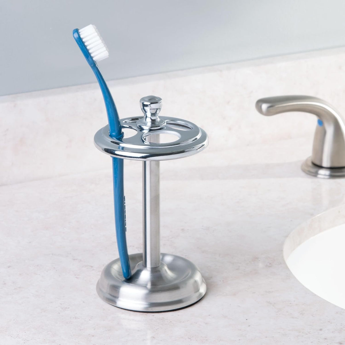 iDesign Toothbrush Holder, 4-Section, 2-Pack, Chrome/Brushed
