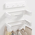 RFOUO Wall Mounted Clothes Drying Rack,White 19.7" with Hooks