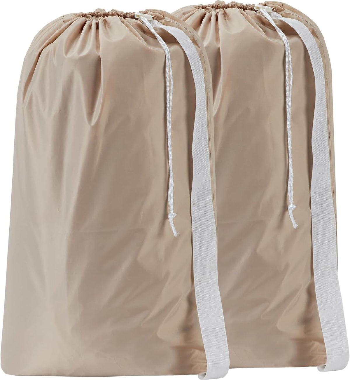 HOMEST 2 Pack XL Nylon Laundry Bag with Strap, Large Dirty Clothes Organizer, Easy Fit a Laundry Hamper or Basket, Can Carry Up to 4 Loads of Laundry, Beige