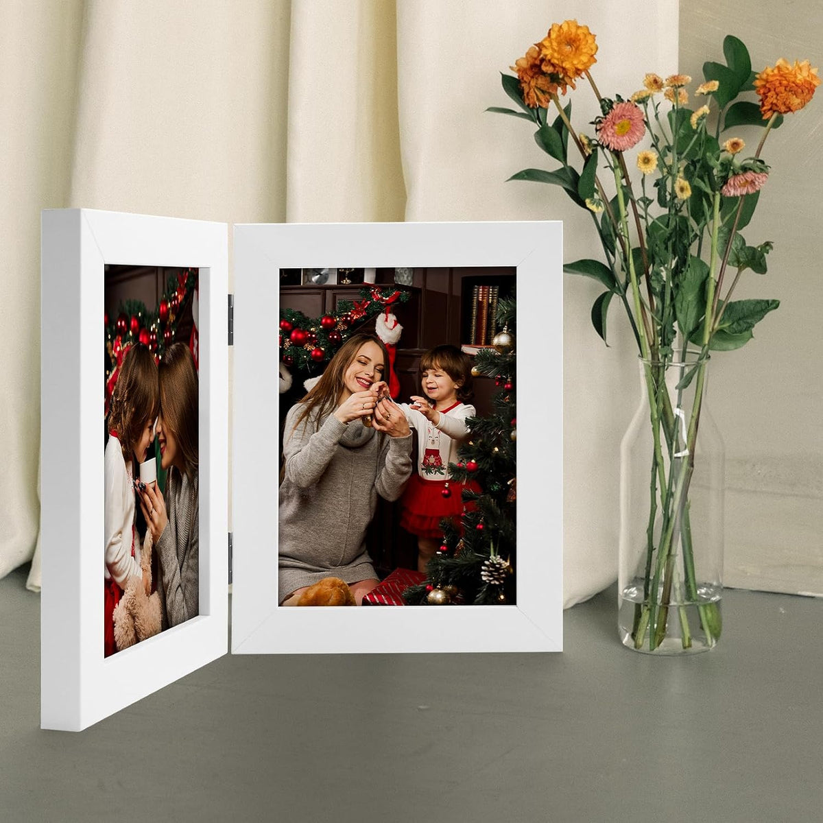 Frametory, 5x7 Double Picture Frame White, 1 Pack