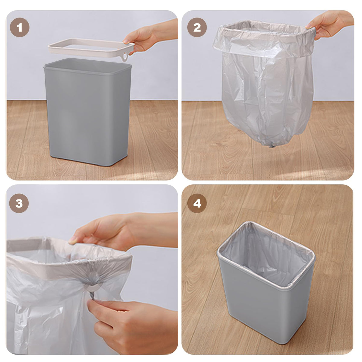 3 PACK - Small Trash Can with Lid for Bathroom - Automatic Trash Cans
