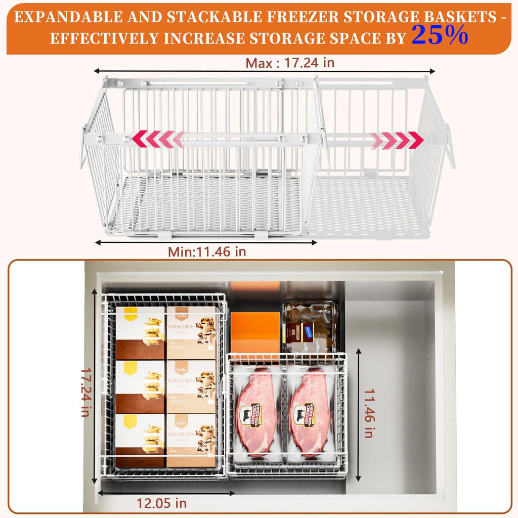Large Freezer Organizer Bins for 10 to 20 Cu.Ft,2 Pack , Leak-Proof Bottom