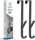 Over The Door Double Hanger Hooks, Metal Twin Hooks Organizer for Hanging Coats, Hats, Robes, Towels - Black - Set of 2