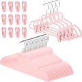 Tessco for You 20 Pcs Pink Velvet Heart Hangers with 360° Swivel Hooks