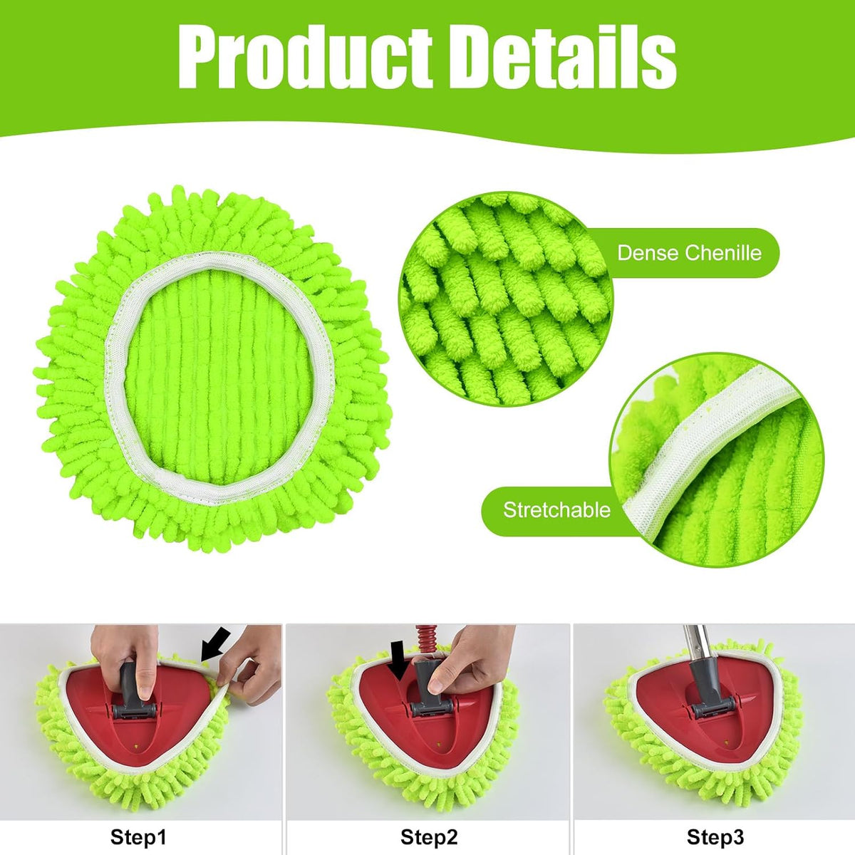 7 Pack Mop Heads Spin Mop Handle Scrub Brush Base Set for O-Cedar Easywring
