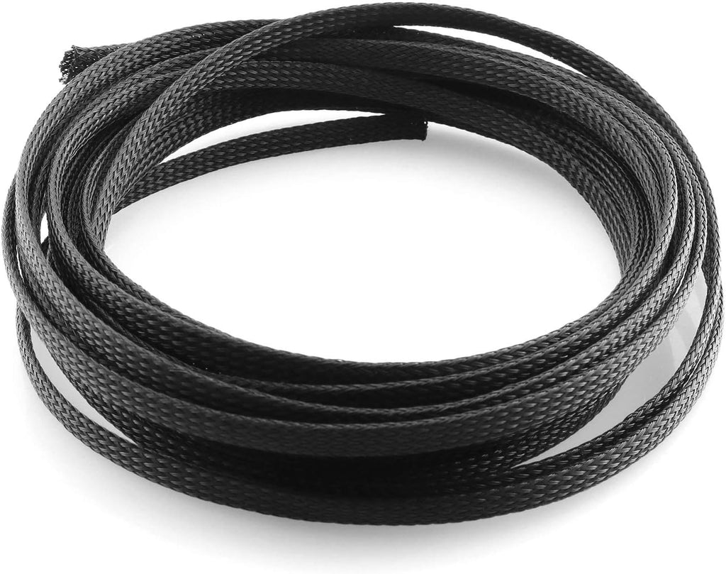 DGZZI Braided Wire Sleeve 16.4ft 1/4 Inch Flame-Retardant Black Expandable Braided Cable Sleeving for Automotive Wire Audio Video and Other Home Device Cable