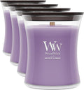 WoodWick Amethyst & Amber Gifts for Women and Men, 9.7 oz Medium Hourglass Candle with Crackling Wick (Pack of 4)