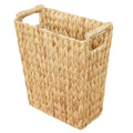 Coeusy 6 Gallon Wicker Trash Can with Wooden Handle,Wicker Waste Basket for Bathroom,Bedroom,Large Narrow Water Hyacinth Trash Basket,Rattan Boho Decor Farmhouse Bathroom Trash Can