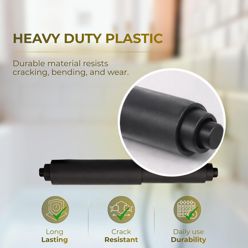 Black Toilet Paper Holder Spring Rod | Toilet Paper Roller Replacement | 6 Inch Toilet Paper Holder Replacement Rod | Durable Plastic Spindle – Fits All Standard Tissue Rolls
