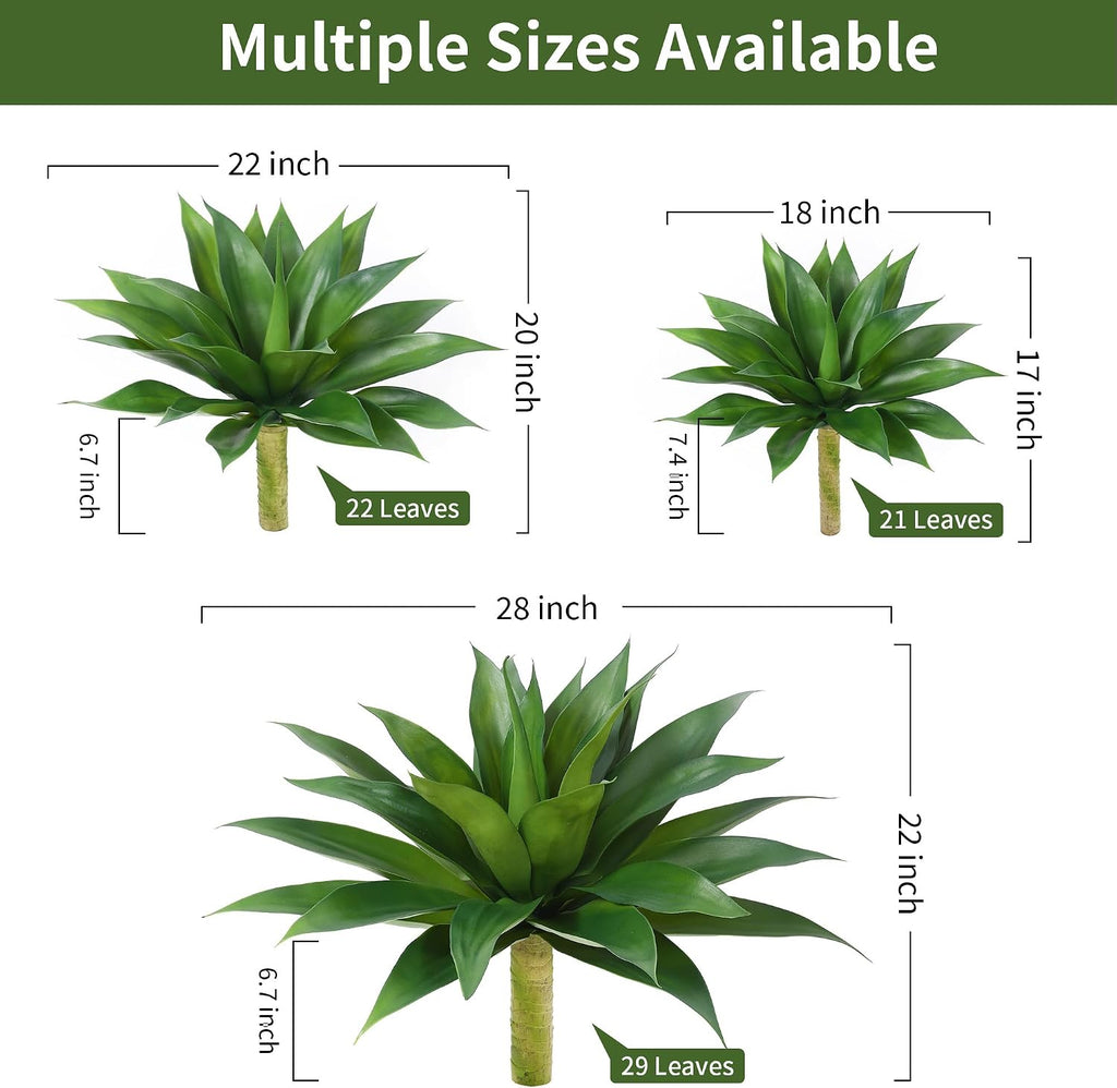 Wertuirk 22 Inch Artificial Agave Plant Outdoor UV Resistant, Green