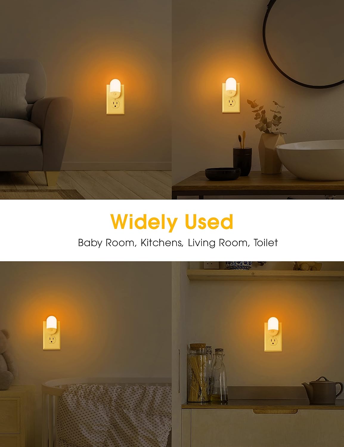 L LOHAS LED Amber Night Light, Night Lights Plug into Wall[2 Pack]