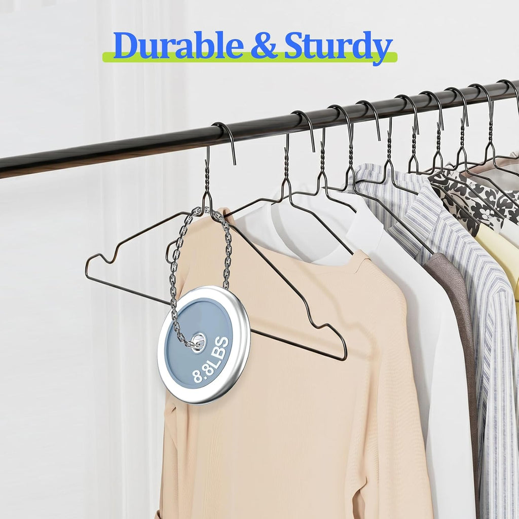Space Saving Metal Wire Clothes Hangers, 150 Pack, 17 Inch, Black