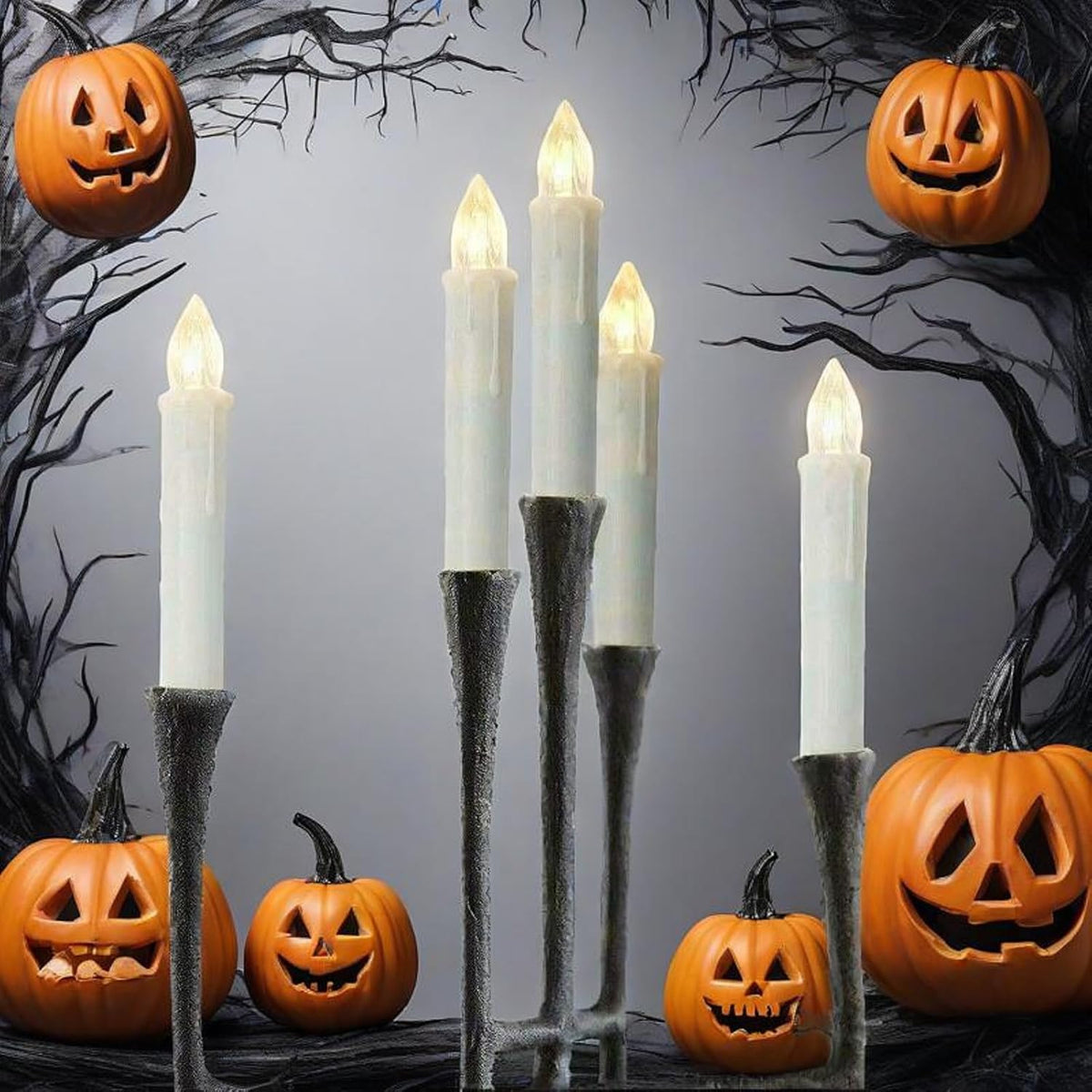 LED Taper Candles Flameless Candle X-D Remote Control LED Candlesticks Battery Candle Sticks for Harry Potter Party Decoration Wedding Christmas Home Decor, 4'', Ivory,Pack of 10