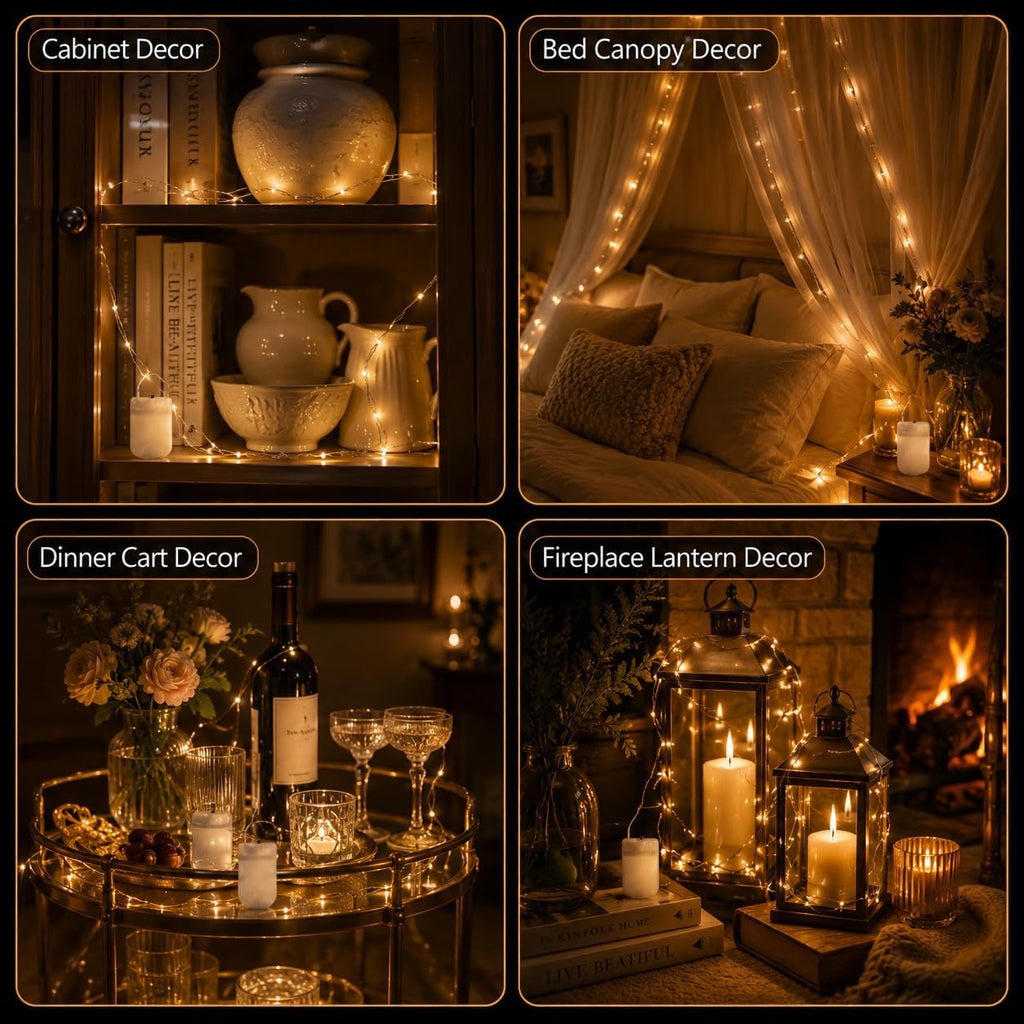 24 Pack Fairy Lights Battery Operated, 7ft 20 LED Warm White Mini String Lights, Waterproof Silver Wire Firefly Lights for Mason Jars Wedding Christmas Party Bedroom Indoor Outdoor Decoration