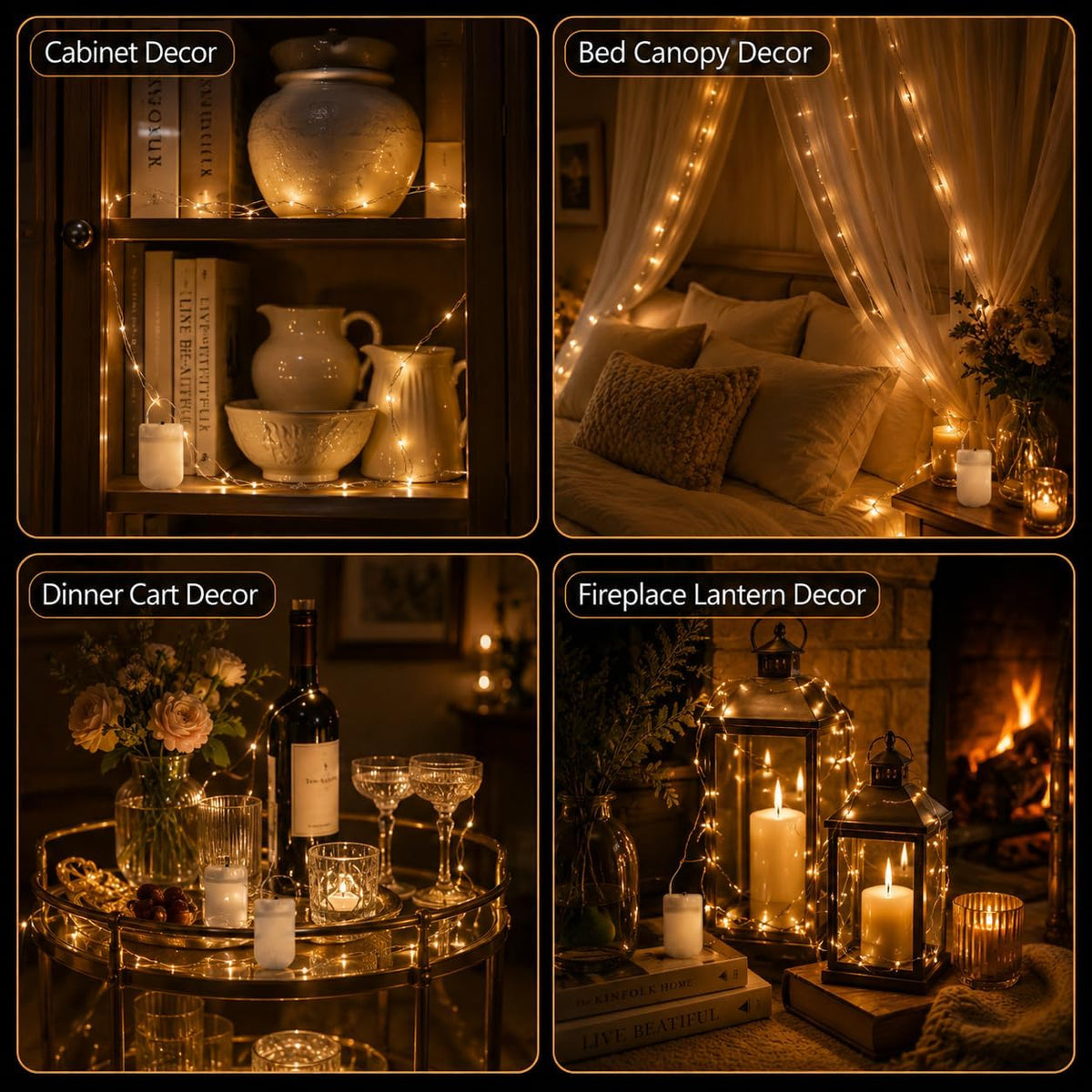 24 Pack Fairy Lights Battery Operated, 7ft 20 LED Warm White Mini String Lights, Waterproof Silver Wire Firefly Lights for Mason Jars Wedding Christmas Party Bedroom Indoor Outdoor Decoration