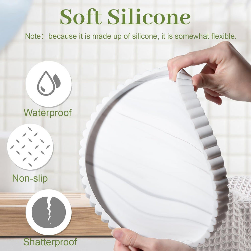 Round Bathroom Tray Perfume Organizer Coffee Table Decor, 9" Marble