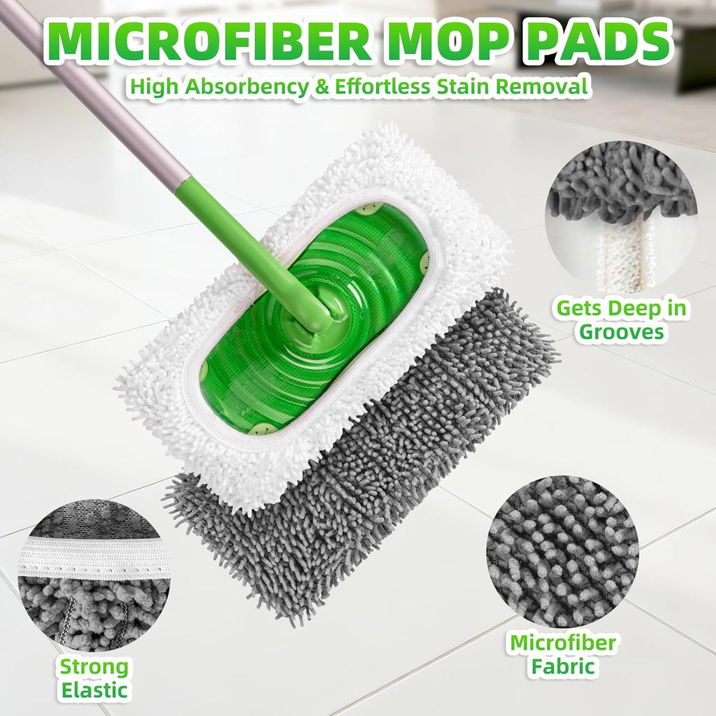 6 Pack Reusable Mop Pads for Swiffer, Microfiber Dry Sweeping Cloths