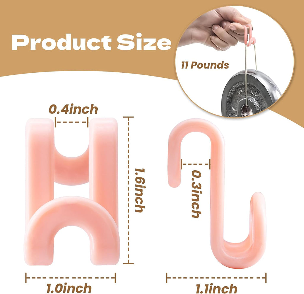 Mlici 60pc Space-Saving Hanger Hooks, Hanger Connector Hooks for Dorm, Pink