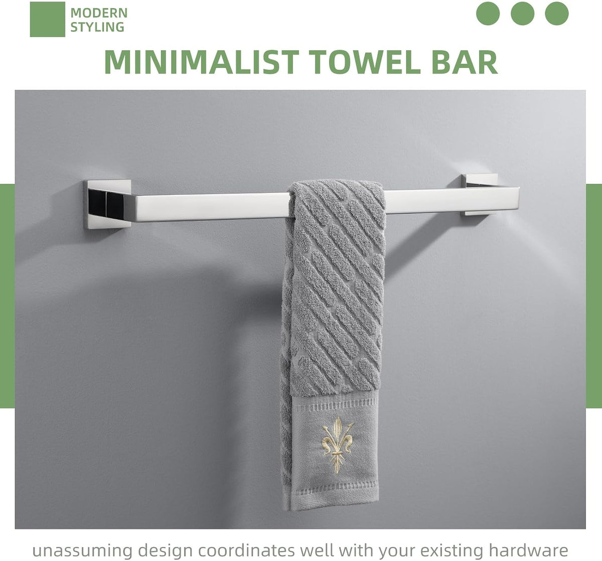 Angle Simple Bath Towel Bar 23.74 Inches, Towel Holder, Polished Chrome