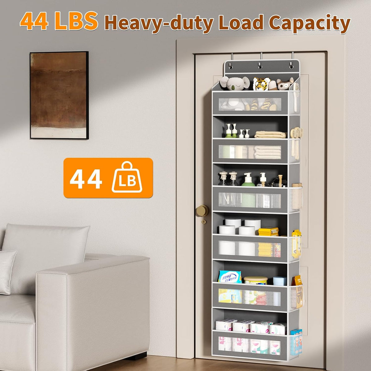 AQOOA 6-Tier Over The Door Organizer 44 lbs Capacity fit Standard Doors