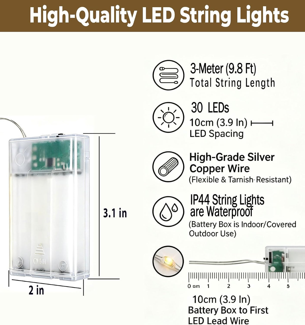 CARUUYI 2 Pack Battery Operated Fairy Lights with Timer, 30 LED, Multicolor