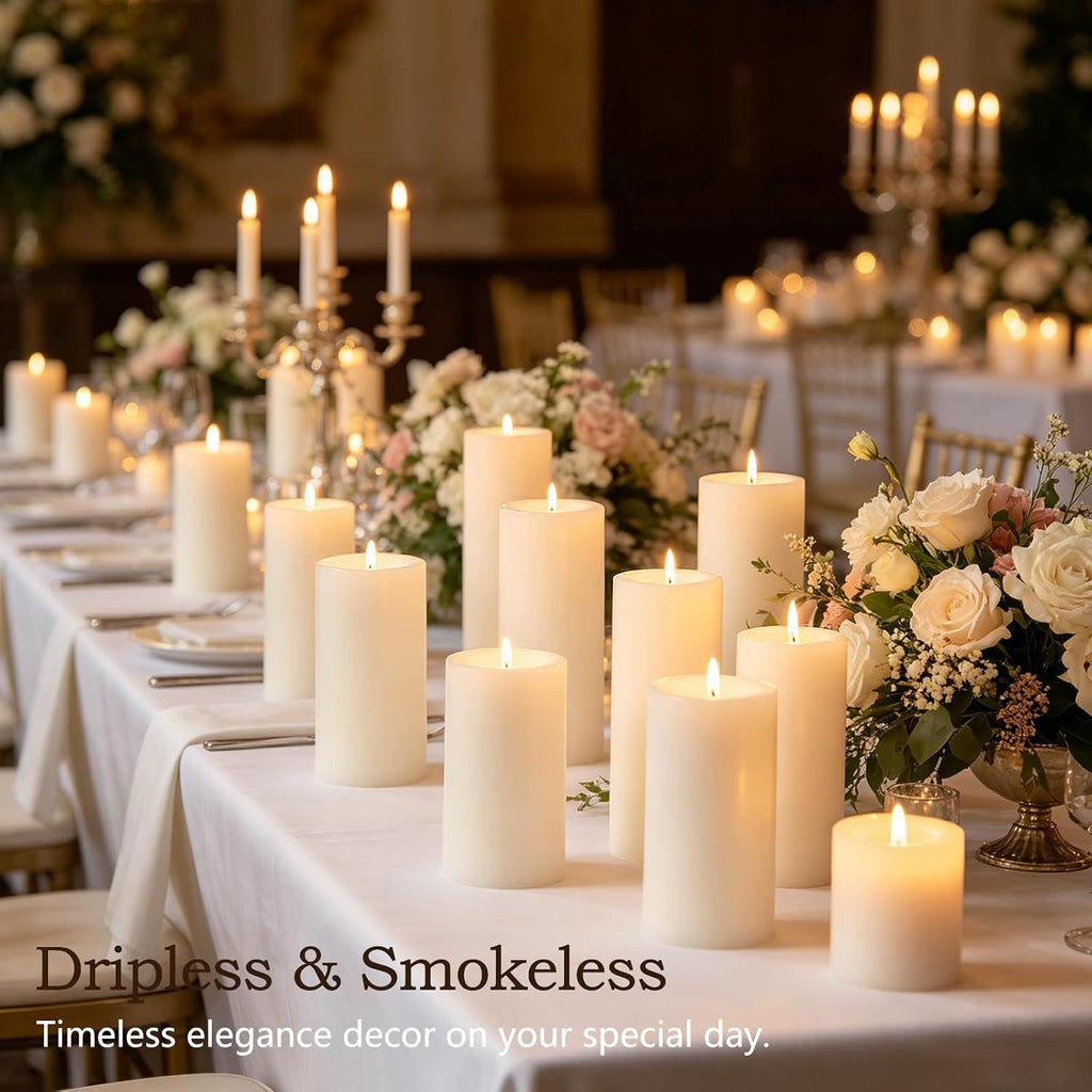 Pillar Candles White 12 Pack, 2.8x4 Inch Unscented Candle