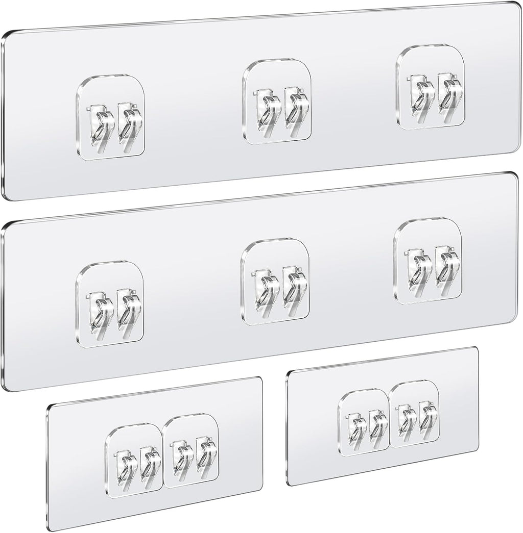 COOLMI Shower Caddy Adhesive Replacement, 4 Pack Double and Triple Hooks