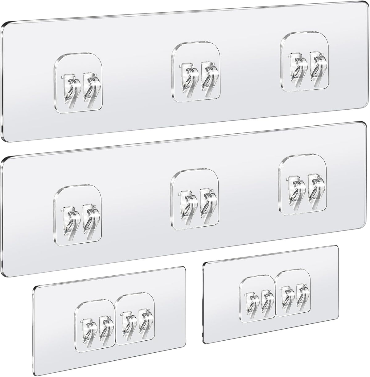COOLMI Shower Caddy Adhesive Replacement, 4 Pack Double and Triple Hooks
