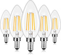 E12 LED Candelabra Bulbs 40 Watt Equivalent, 4W Vintage Candle Light Bulbs Dimmable, 470Lm Warm White 2700K B10 Edison Bulb, Filament Clear Glass Lamp Bulb for Chandelier Ceiling Fan (5 Packs)