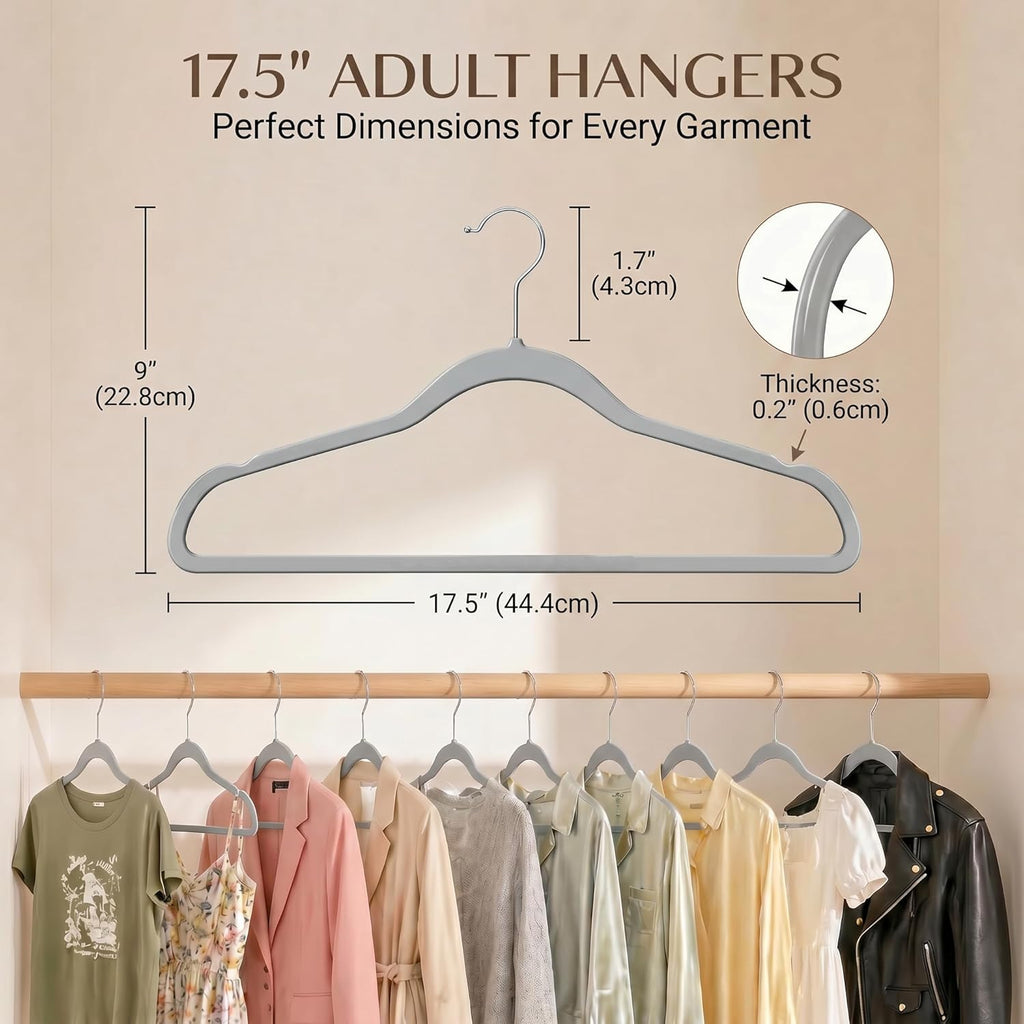 SMARTOR Plastic Hangers 20 Pack - Thin Hangers for Space Saving - Gray