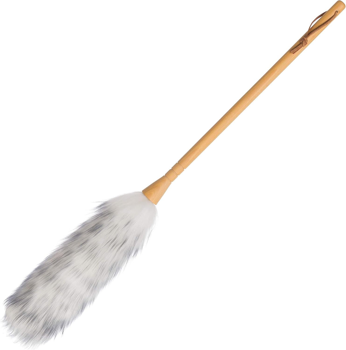 Redecker Lambswool Duster with Wooden Handle, 29.5 Inch