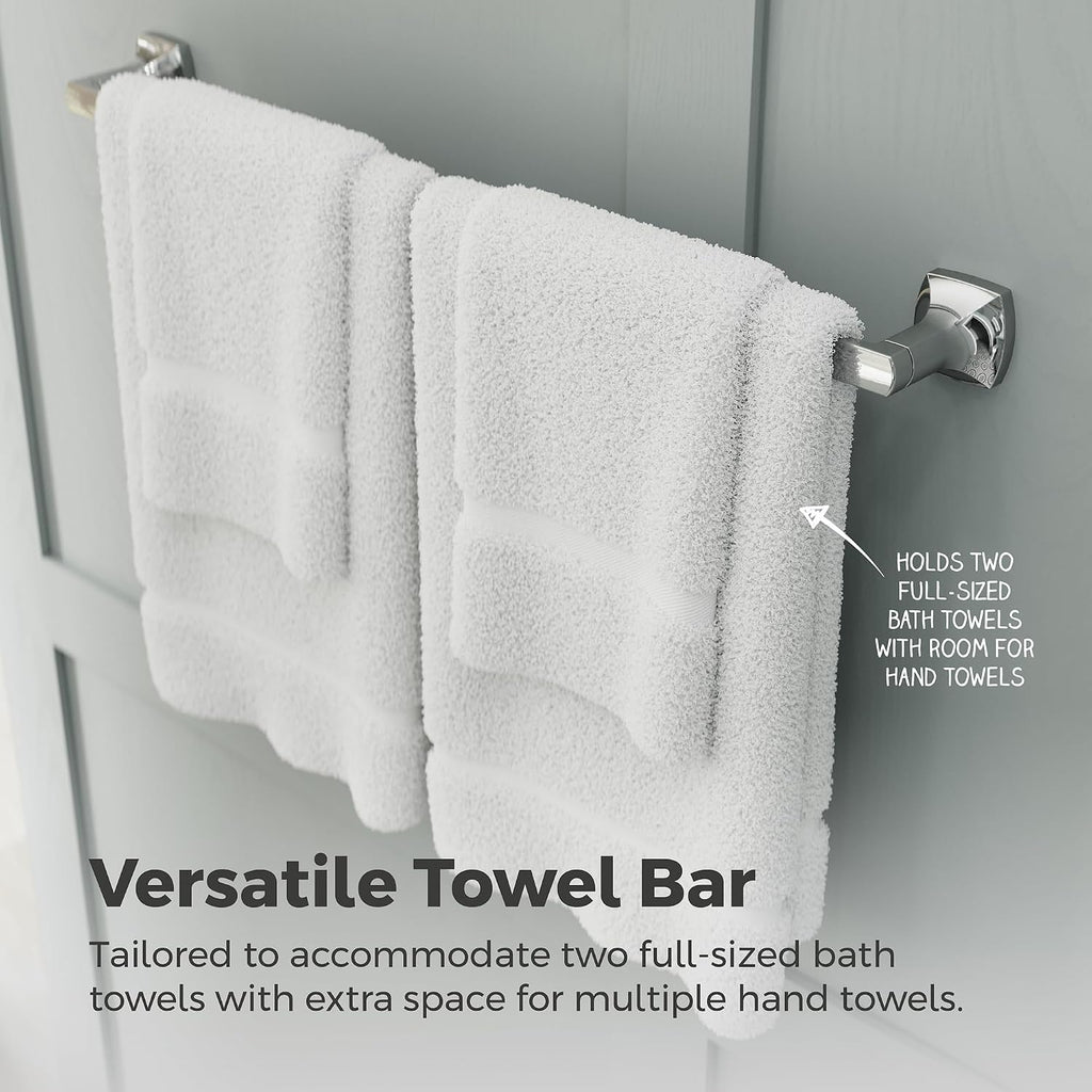 Pfister Vaneri Bath Towel Bar for Bathroom, 24-Inch, Wall-Mounted, Screw-in, Polished Chrome Finish, BTBVRI2C