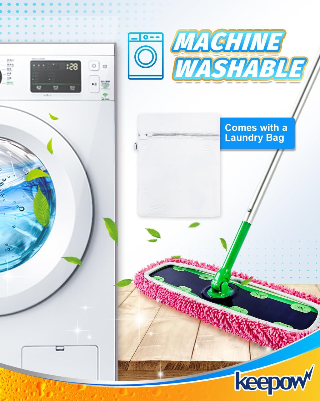 KEEPOW Reusable XL Mop Pads Compatible with Swiffer XL Sweeper, 4 Pack Pink