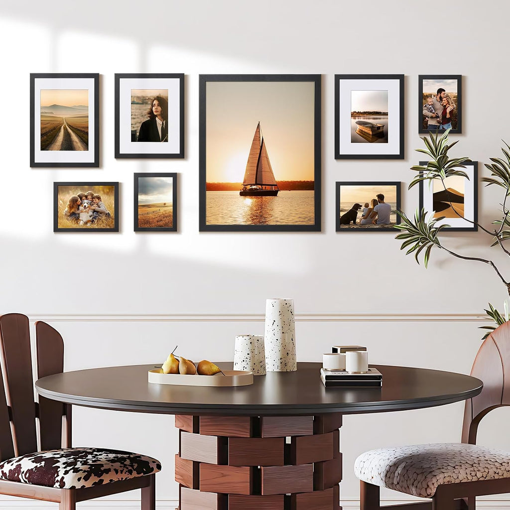 HappyHapi 4x6 Picture Frame Set of 10, Wall or Tabletop Display, Black