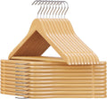 SONGMICS Wooden Hangers, 20-Pack Wood Hangers with Non-Slip Pants Bar