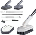Shower Tile Tub Scrubber Brush with 4 Cleaning Heads,Floor Scrub Brush with 56''Long Handle, Shower Cleaner Brush & Grout Cleaner Brush Set for Shower,Tile, Tub, Bathroom,Kitchen,Walls,Sink