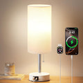 White Bedside Table Lamp for Bedroom - Small Nightstand Lamp for Girls