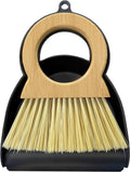 Mini Broom and Dustpan Set - Compact Bamboo Handle Cleaning Kit with Mini Dustpan Brush for Countertops, Tables, Desks - Small Dust Pan and Broom Combo for Tiny Spaces (Black)