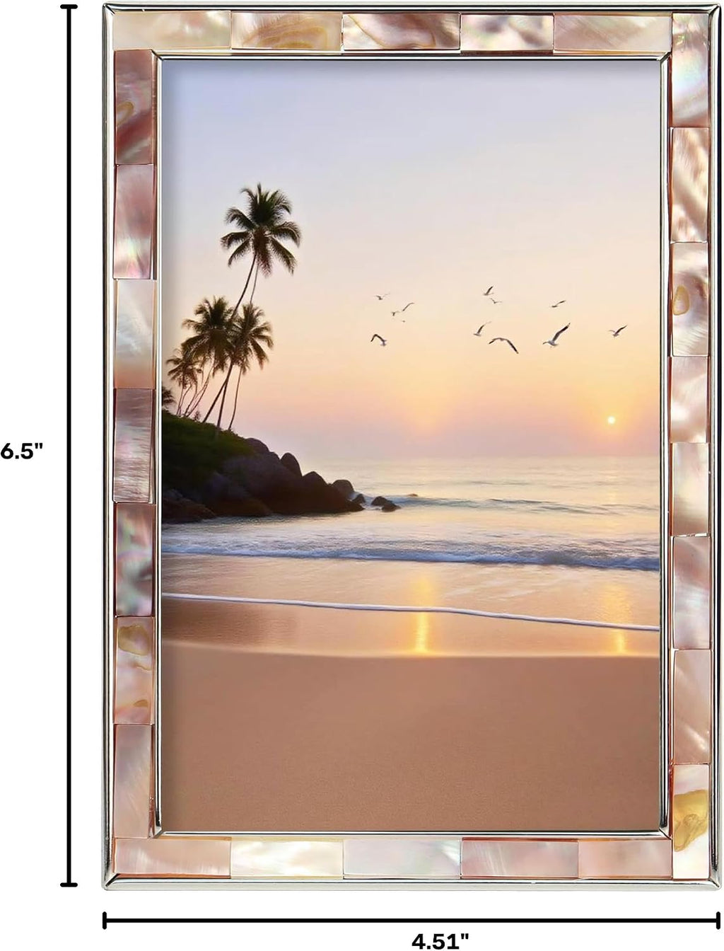 4x6 Mother of Pearl Shell Metal Picture Frame Colorful 1Pc