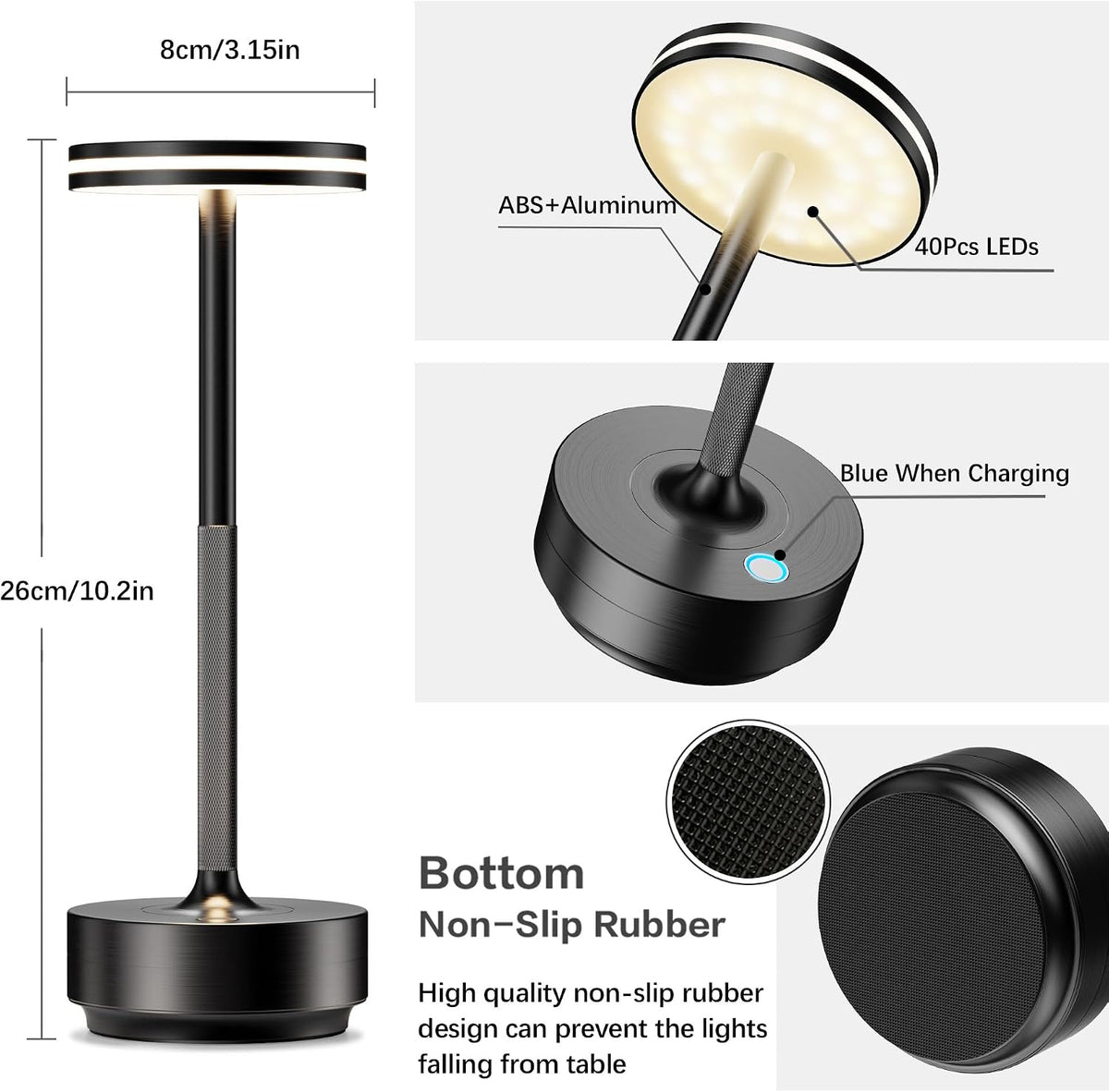 Hapfish Rechargeable Cordless Table Lamps, 5000mAh Battery Operated Lamp