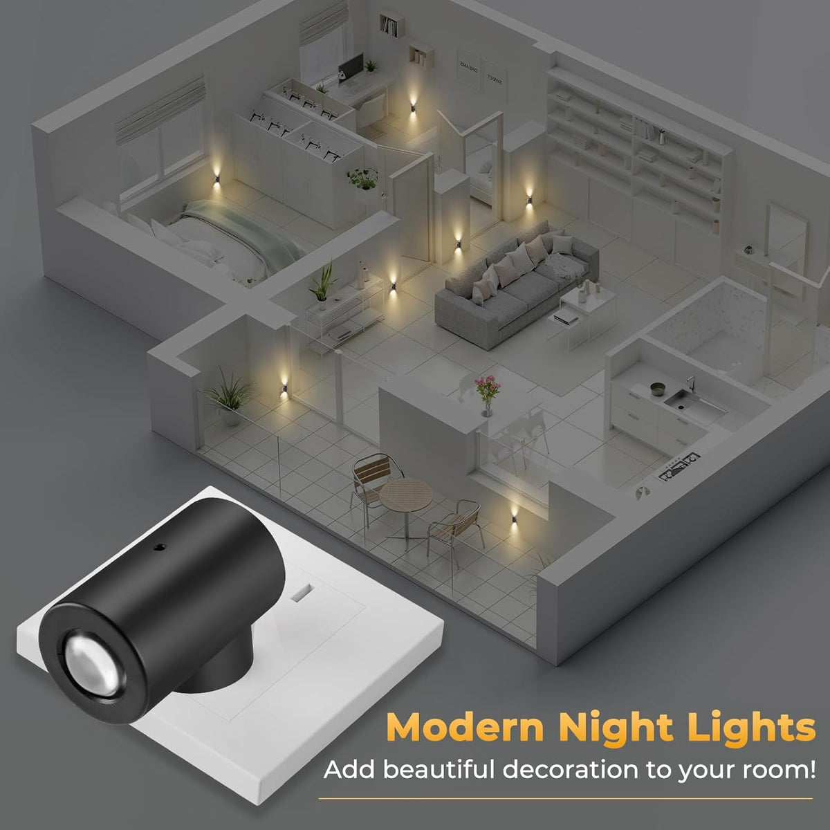 TSEXES Night Light Plug into Wall, 2700K Warm White, 4 Pack